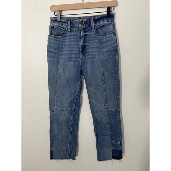 Abercrombie and Fitch Zoe Natural Rise Ankle Straight Patchwork Jeans Size 28/6 - Picture 2 of 14